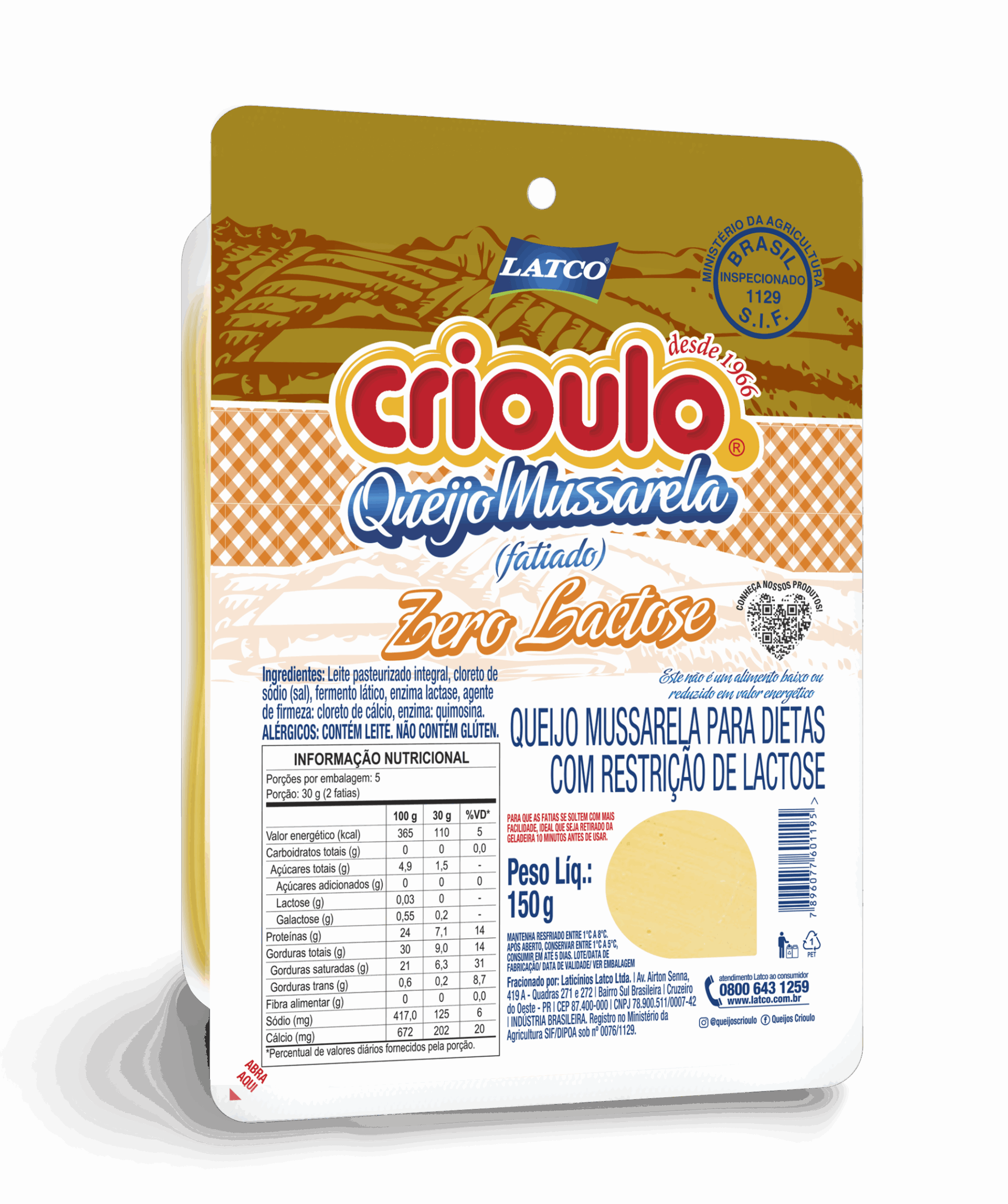 Queijo Zero Lactose Queijos Crioulo SP
